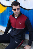 Black Tracksuit With Burgundy Cut&Sew Panels