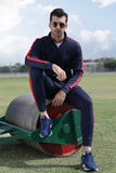 Navy Blue Tracksuit With Red Contrast Panels