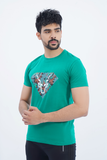 Teal Graphic Round Neck T-Shirt